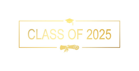 Class of 2025.Congrats Graduation lettering with academic cap.
