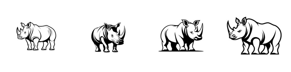 Design a modern rhinoceros logo pictogram with a simple rhino line icon