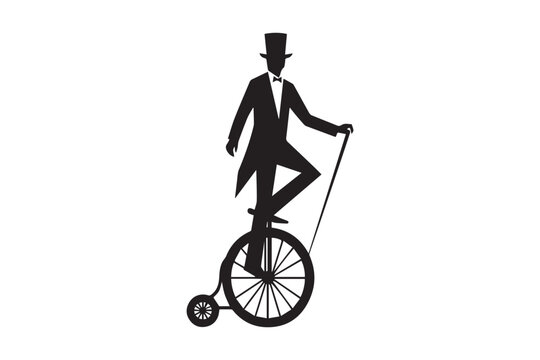 recommend clip art: unicycling vector silhouette isolated in white background