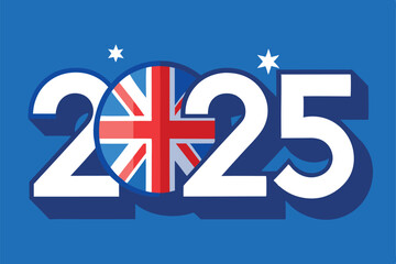Obraz premium 2025 happy new year in united kingdom flag, countries 2025 new year collection 