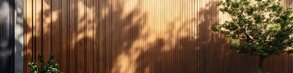 Obraz premium Digital painting showcasing a timber wall with vertical planks featuring textural and Japandi inspired home styling elements The rough hewn