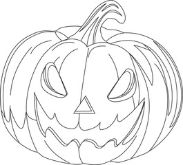 Spooky Halloween Pumpkin Sketch Illustration in PNG – Hand-Drawn Design for Halloween Decor and Scary Themes