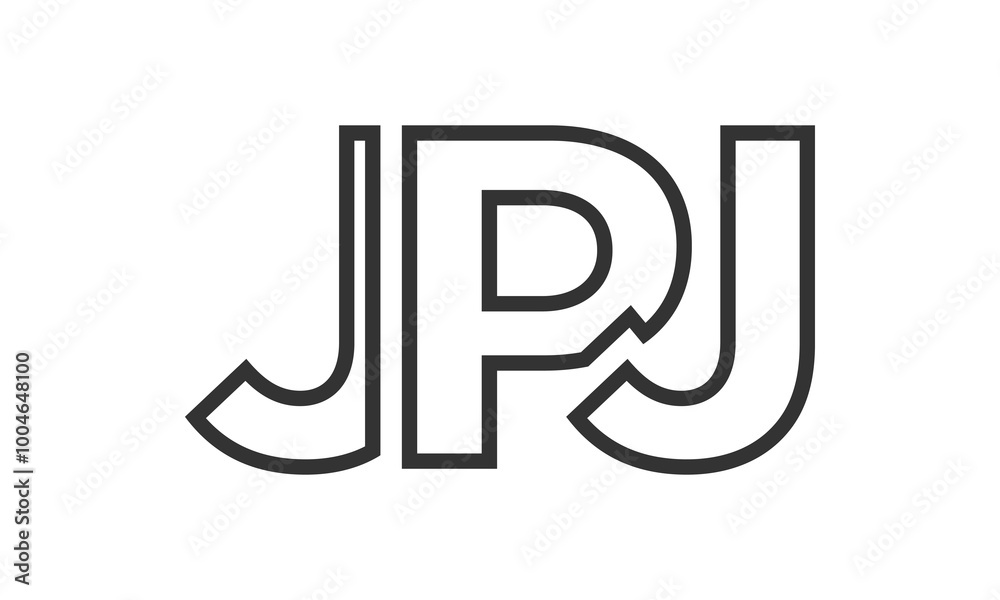 Fototapete JPJ logo design template with strong and modern bold text. Initial based vector logotype featuring simple and minimal typography. Trendy company identity.