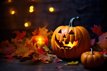 Glowing pumpkin with a smile in the interior.
