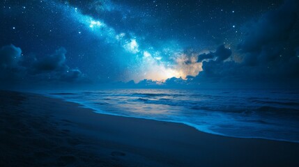 Sleeping under the stars on the beach, with the Milky Way shining bright above.