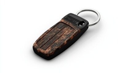 Keychain with Wood Grain Design: A sleek black keychain with a unique wood grain design, adding a touch of rustic charm to your keys. Perfect for everyday use or as a thoughtful gift. 