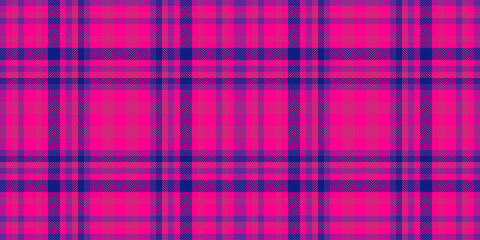 Printout texture fabric check, stitch textile plaid vector. Decoration tartan background pattern seamless in bright and pink colors.