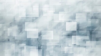 Abstract geometric pattern of translucent squares on gradient background.