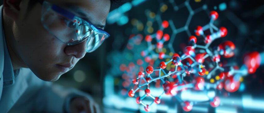 Scientist Analyzing Molecular Structures in Laboratory - Powered by Adobe