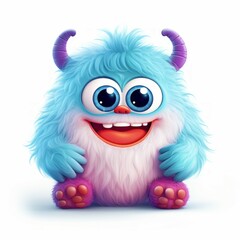 Obraz premium Cute monster and demon on white background Created with Generative AI technology.