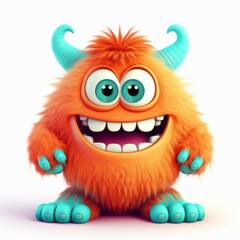 Cute monster and demon on white background Created with Generative AI technology.