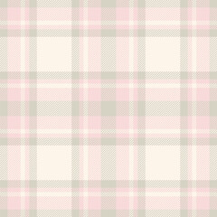 Room check plaid pattern, performance textile texture background. Mat vector tartan fabric seamless in light and sea shell colors.