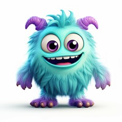 Fototapeta premium Cute monster and demon on white background Created with Generative AI technology.