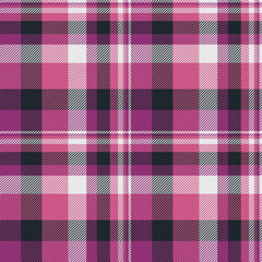 Grid fabric seamless tartan, industry check textile texture. Christmas ornament background pattern plaid vector in pink and plum colors.