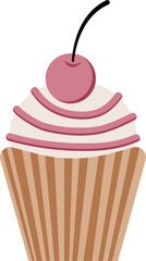 Delicious Pastry with Cherry Illustration in PNG – Sweet Design for Bakery, Dessert Menus, and Food-Themed Projects