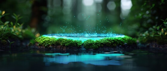 Sparkling Stream with Submerged Elements in Nature