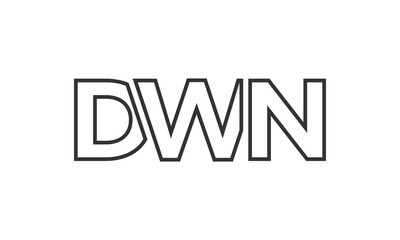 DWN logo design template with strong and modern bold text. Initial based vector logotype featuring simple and minimal typography. Trendy company identity.