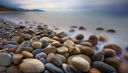 Smooth stones on a beach