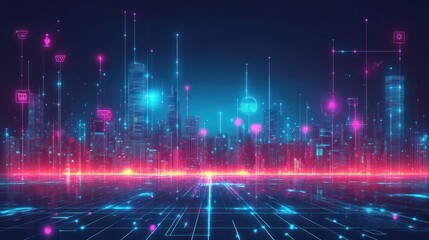 Smart city and abstract future business , big data connection technology concept .