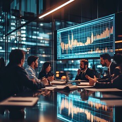 Financial Analyst Reviewing Stock Charts in Office