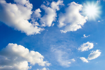 Fototapeta premium blue sky white clouds on nature summer weather background