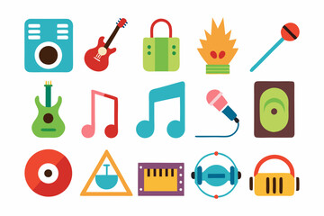 music icon set on a white background