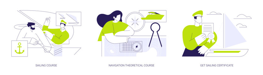 Sailing school abstract concept vector illustrations.