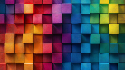 Fototapeta premium A grid of abstract 3D cubes with varying colors. 