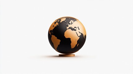 Golden Globe: A minimalist, modern globe with a black and gold color scheme, set on a wooden base. The intricate map details are printed on a smooth, golden surface.