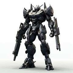 Iron robot warrior on white background Created with Generative AI technology.