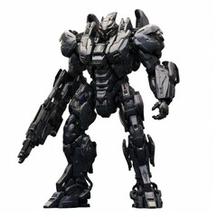 Fototapeta premium Iron robot warrior on white background Created with Generative AI technology.