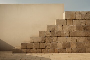 Obraz premium Stone wall empty scene architecture staircase building.
