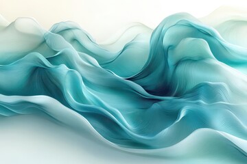 abstract composition of flowing blue and green waves seamlessly blending into a white background conveying fluidity and calmness in a modern artistic style great for graphic design