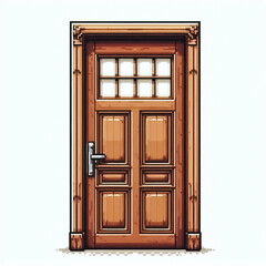 8bit pixel art style illustration of a door