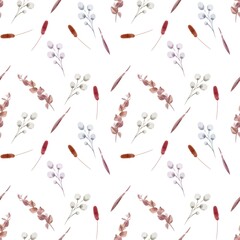 Autumn herbarium pattern on a white background