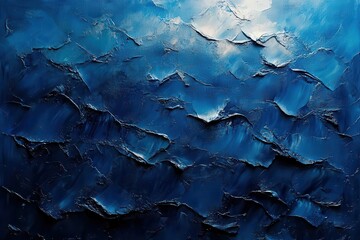 abstract painting featuring dark indigo textures that evoke deep emotions the blending of colors and layered strokes creates a captivating visual effect inviting viewers to interpret its meaning