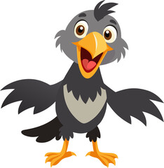 Cute cartoon vulture, bird character isolated