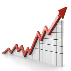 Obraz premium red growth arrow chart white background.generative ai
