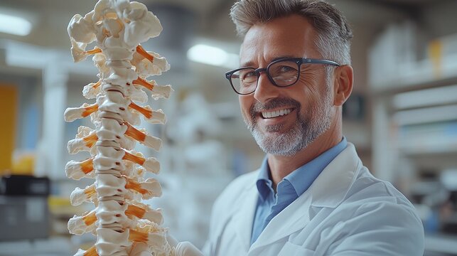 spine anatomy explained by a doctor using a model emphasizing spinal health and the importance of healthcare education in patient consultations