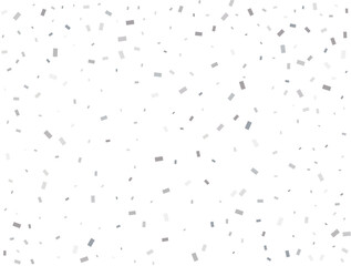 Magic silver Rectangular glitter confetti background. White festive texture.