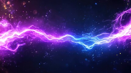 Fototapeta premium Vibrant electric energy: purple and blue lightning bolt in cosmic space
