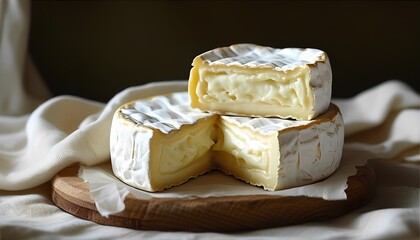 Wheel of brie cheese.