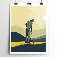 Cartoon Golf Course with Trees and Green Field,generative ai