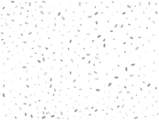 Magic silver Rectangular glitter confetti background. White festive texture.