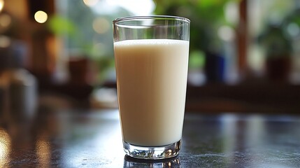 organic nonhomogenized fresh milk in a glass with a rich creamy layer on top representing sustainable dairy farming and eco-conscious agriculture practices