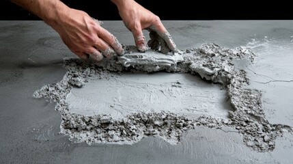 Cement product demonstration at a trade show or online webinar for flooring professionals.