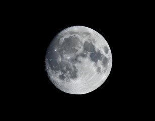 Obraz premium Full moon illuminating the night sky, representing lunar phases, astronomy, and nighttime beauty.