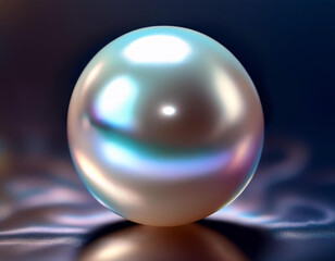 Obraz premium Close-Up Illustration of a Lustrous Pearl with Smooth Surface and Subtle Iridescence