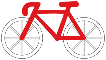 bike icon. logo element. red bicycle print vector symbol.	