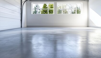 Fototapeta premium Home improvement blog post, Transform your garage floor with self-leveling cement.